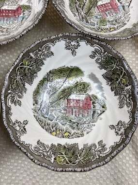 Lot of 5Johnson Brothers Friendly Village Soup Bowl 6 Inches Old Mill England